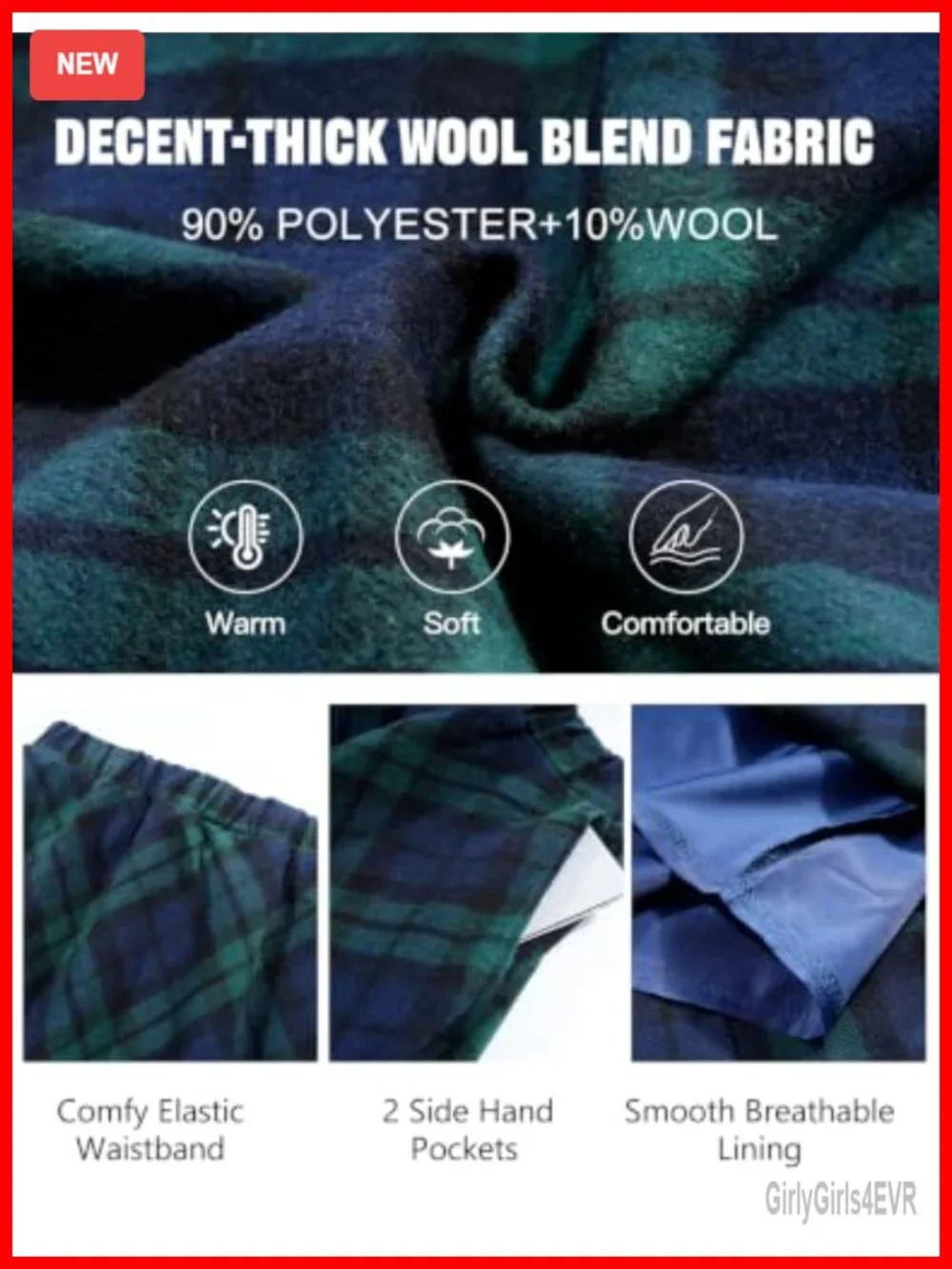 Wool Blend Plaid Maxi Skirt High Waisted A-Line Pleated